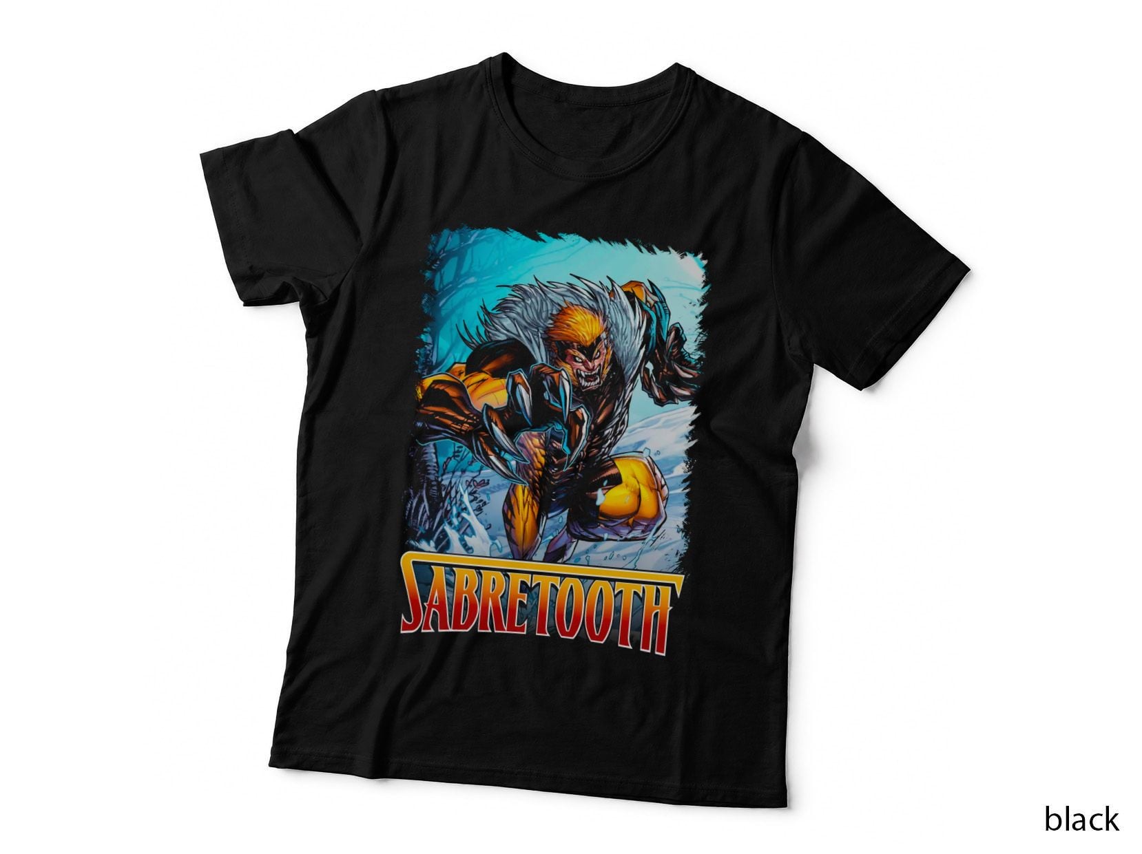 Sabretooth Character Orange Yellow Halftone T-Shirt