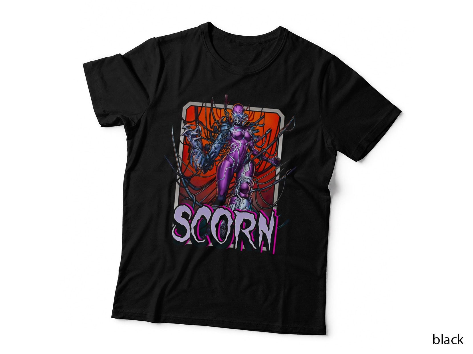 Scorn Magenta Purple Red Robotic Warrior T-Shirt