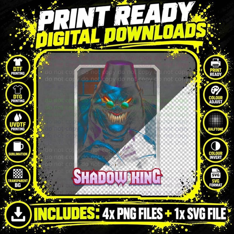Shadow King Cyan Blue Demon Spirit Character T-Shirt Png SVG Digital Bundle