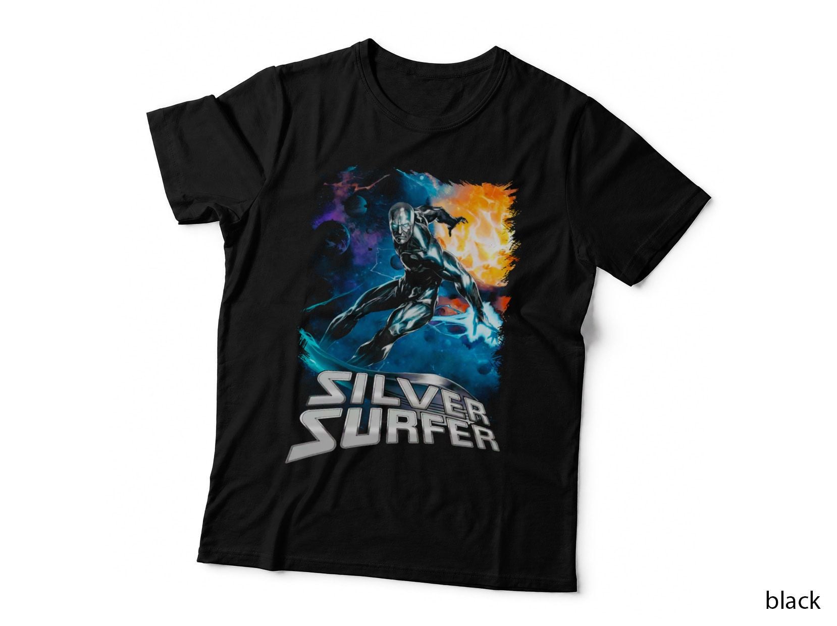 Silver Surfer Metallic Character Halftone T-Shirt