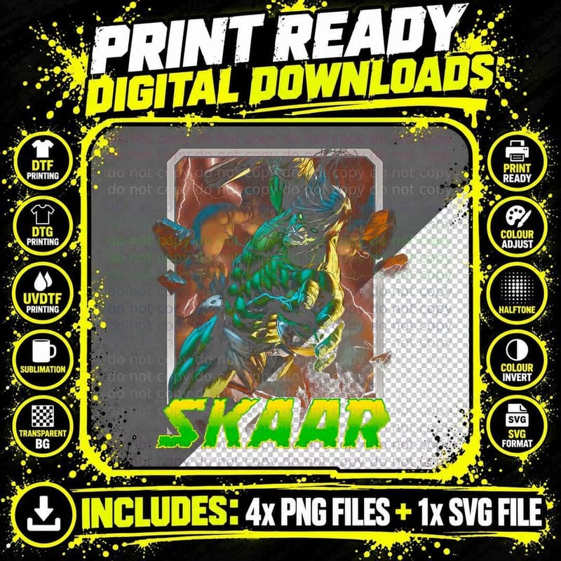 Skaar Yellow Green Gold Beast Creature T-Shirt Png SVG Digital Bundle
