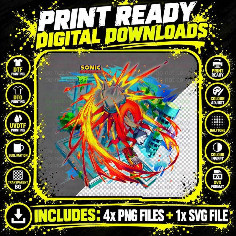 Sonic Hedgehog Explosion Red Yellow Halftone T-Shirt Png SVG Digital Bundle