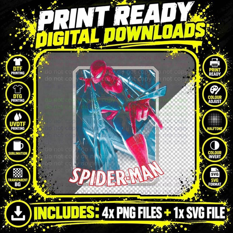 Spider-Man Halftone Cyan Blue Female Variant Superhero Png SVG Digital Bundle