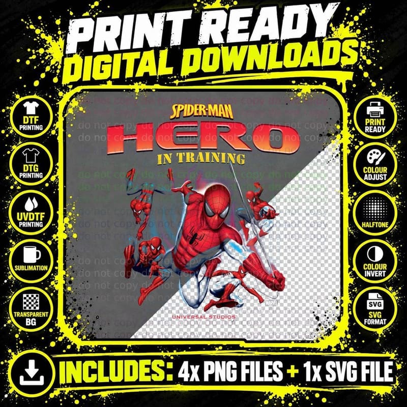 Spider-Man Hero in Training Movement Action Red Blue Png SVG Digital Bundle