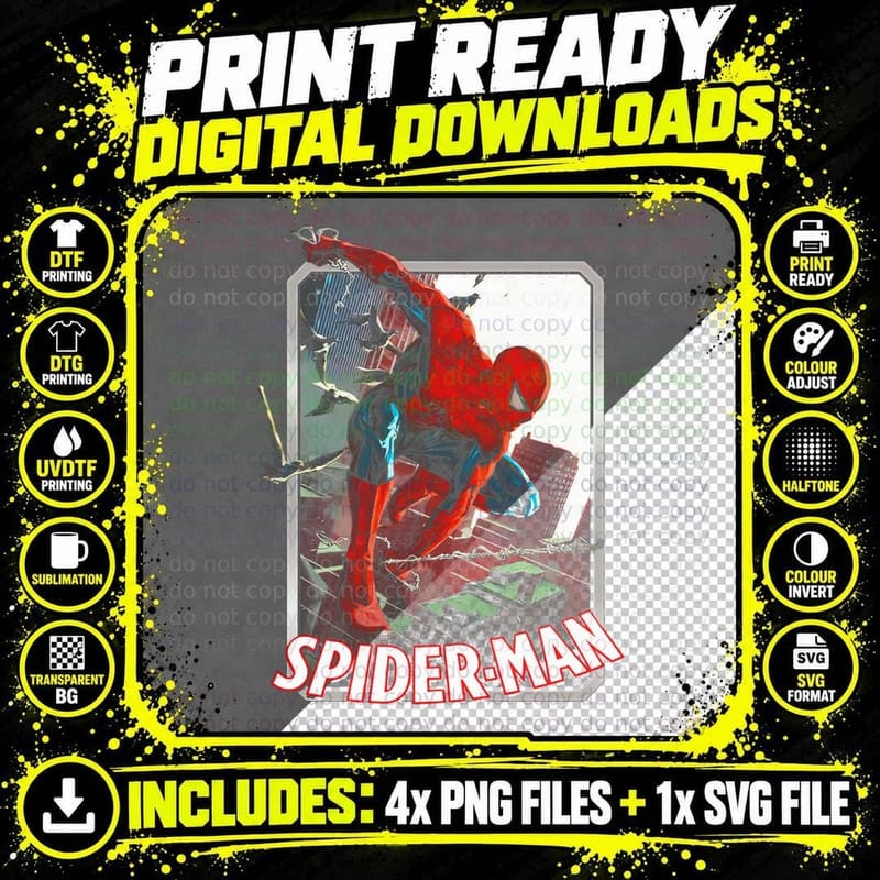 Spider-Man Red Blue Action Warrior Urban T-Shirt Png SVG Digital Bundle