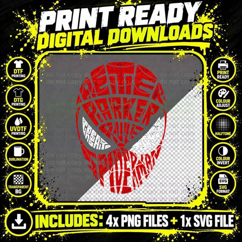 Spider-Man Red Spider Mask Web Face T-Shirt Png SVG Digital Bundle