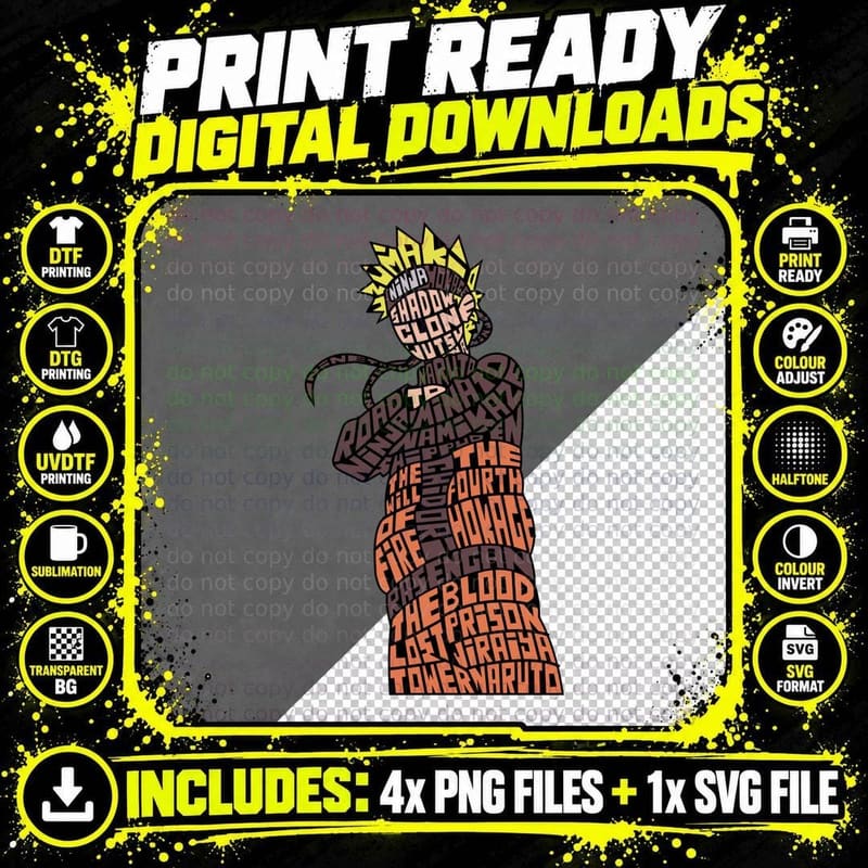 Spiky Character Yellow Orange Figure T-Shirt Png SVG Digital Bundle