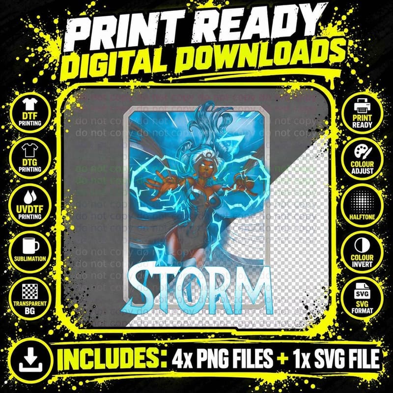 Storm Halftone Blue White Lightning Effects Weather Png SVG Digital Bundle
