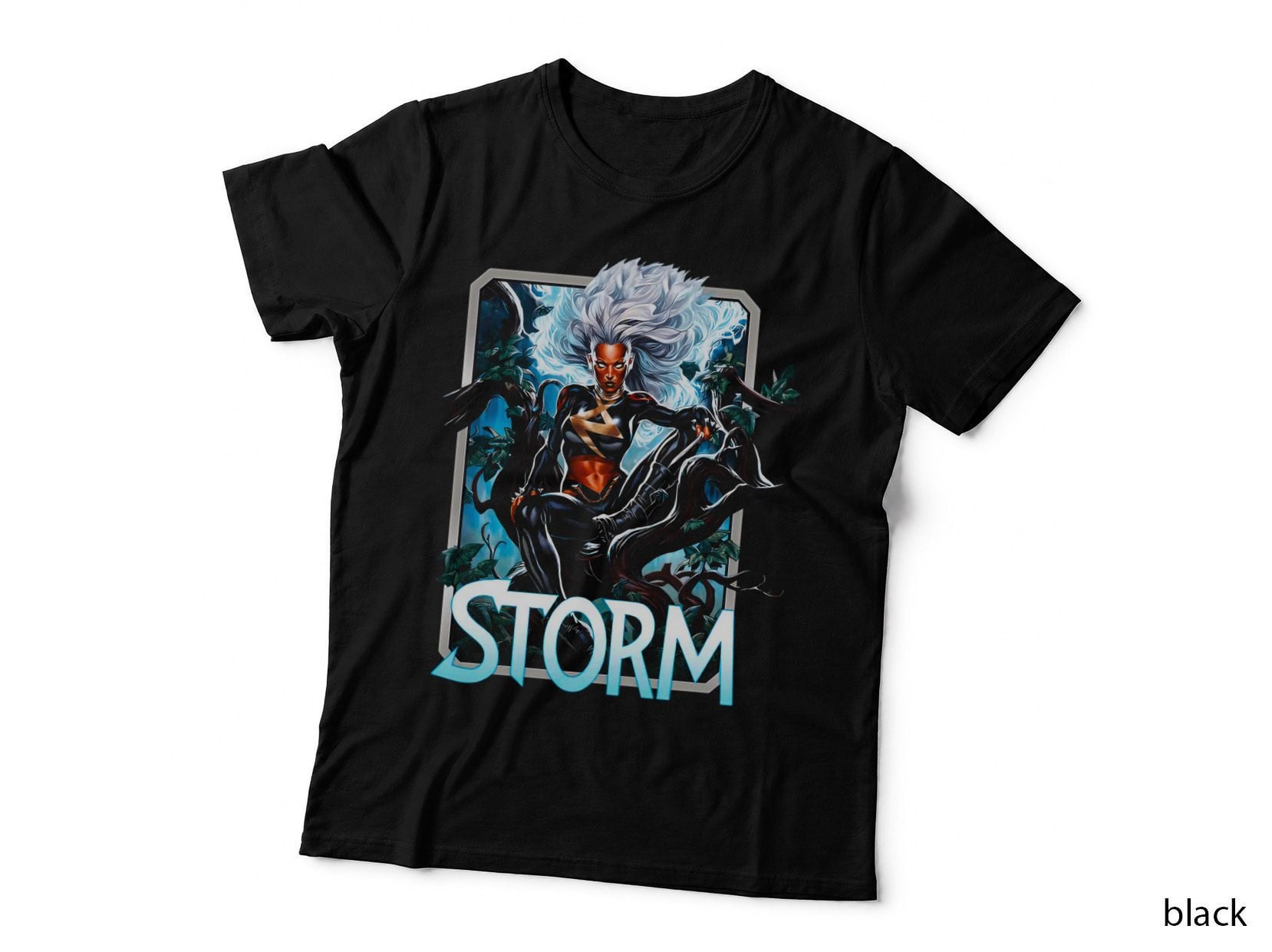 Storm Halftone White Blue Orange Lightning Powers Weather T-Shirt