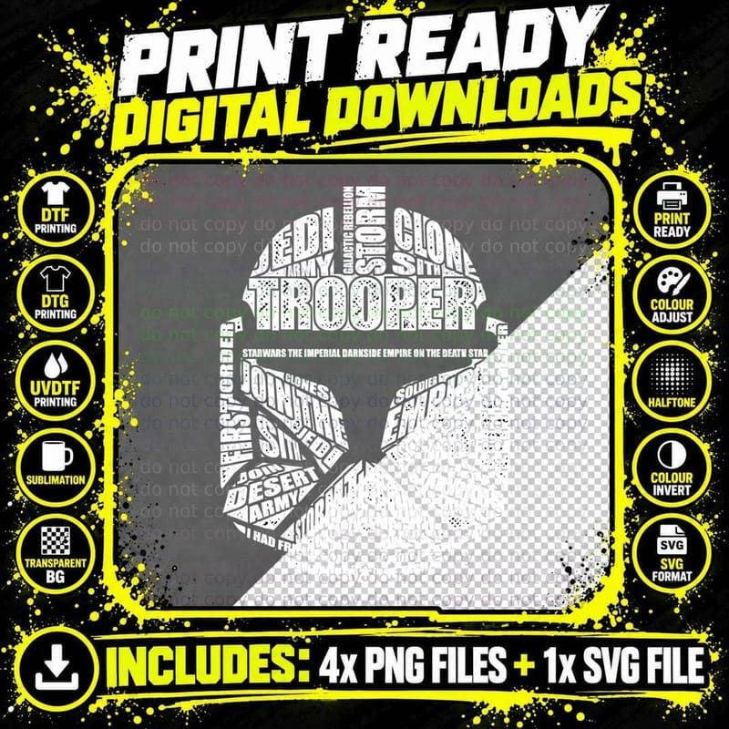 Stormtrooper White Helmet Silhouette T-Shirt Png SVG Digital Bundle