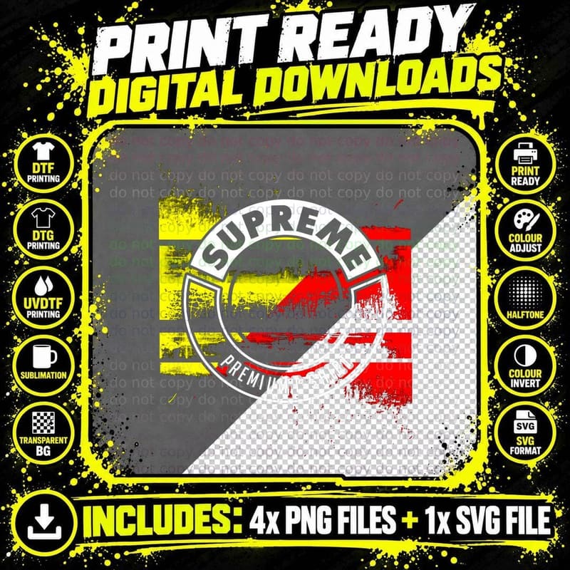 Supreme T-Shirt Circular Badge Apparel Brand Png SVG Digital Bundle