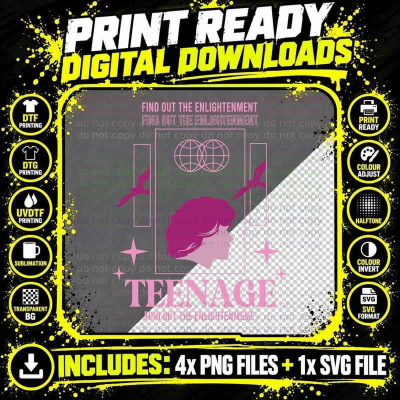 Teenage Find Out the Enlightenment The T-Shirt Png SVG Digital Bundle
