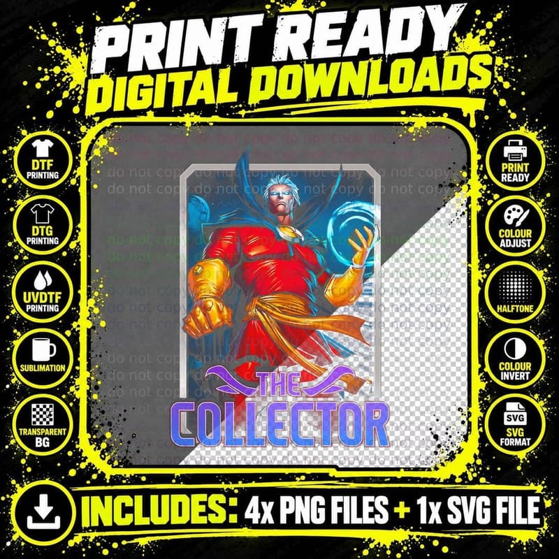 The Collector the Red and Gold Armored Character Purple Png SVG Digital Bundle