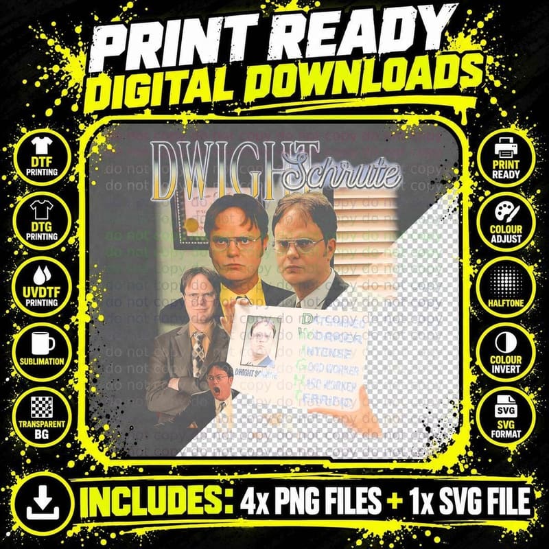 The Office Dwight Schrute Determined Worker Intense Good Png SVG Digital Bundle