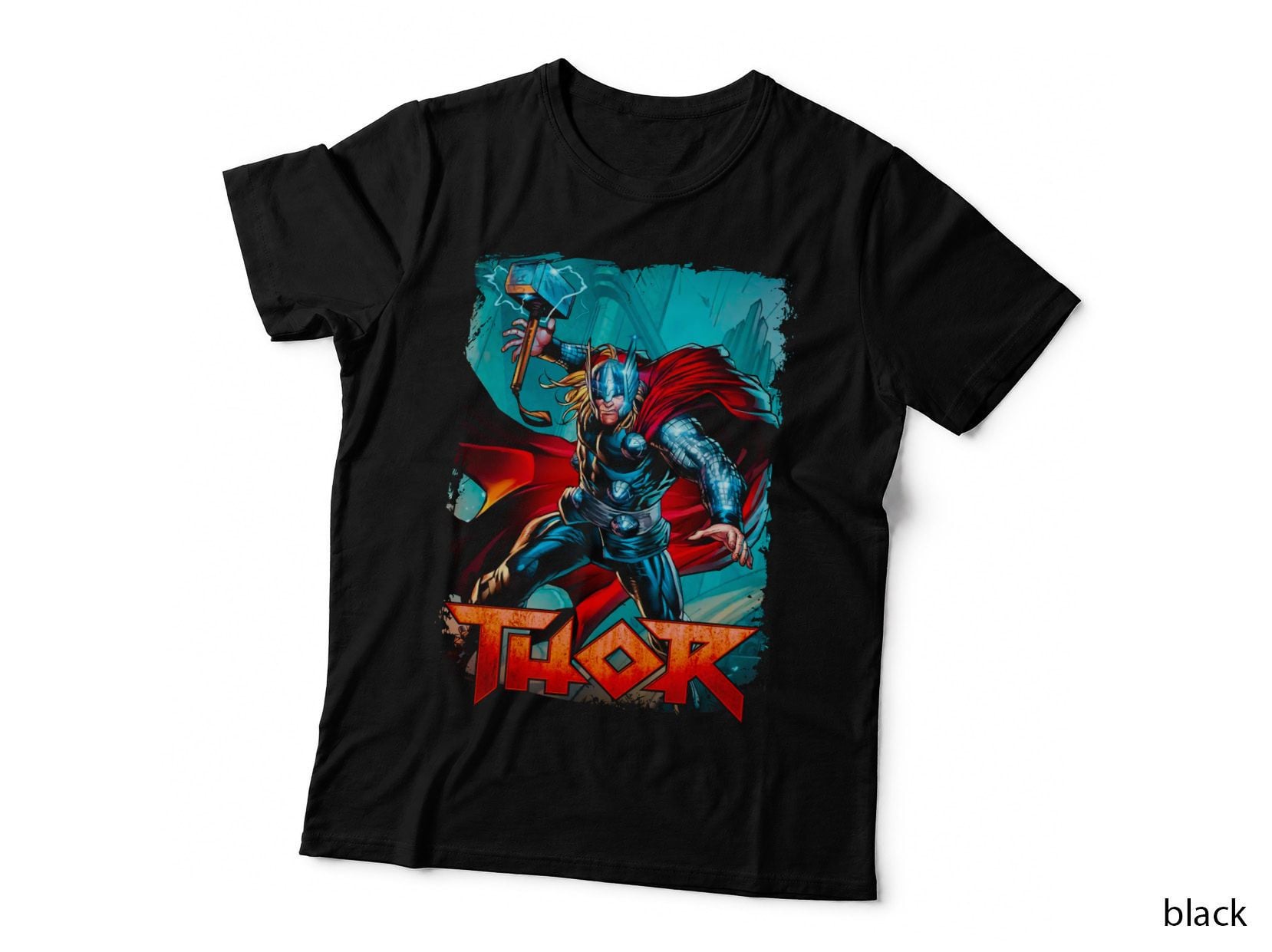 Thor Red Blue Orange Halftone Superhero Warrior T-Shirt