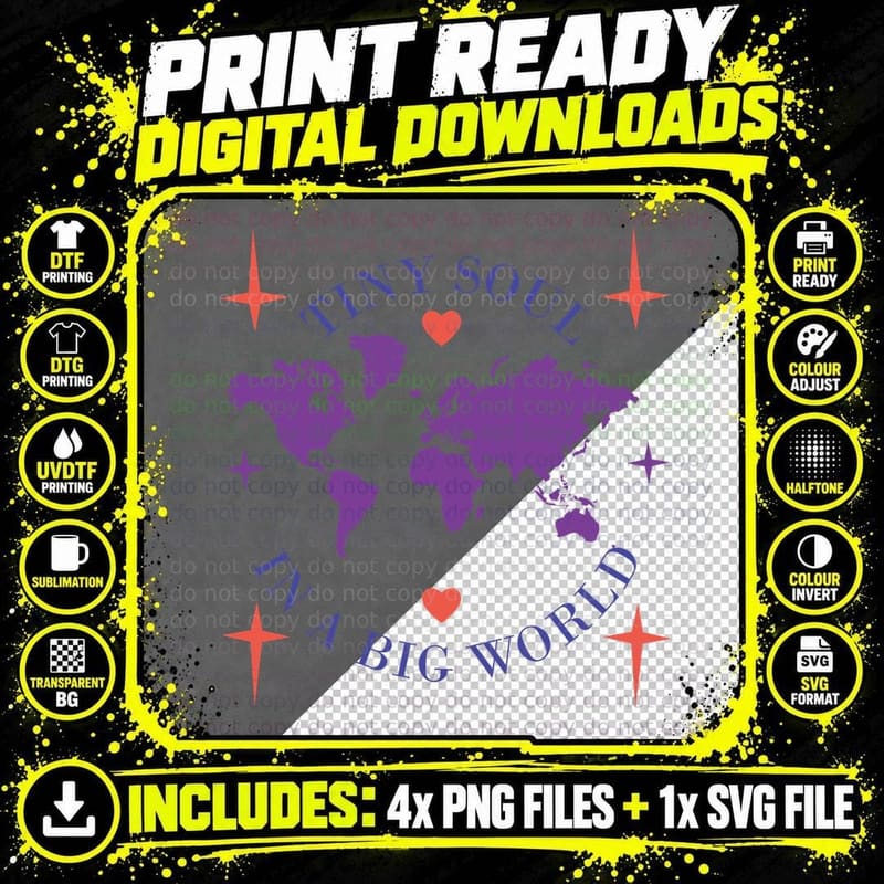 Tiny Soul in a Big World T-Shirt Png SVG Digital Bundle