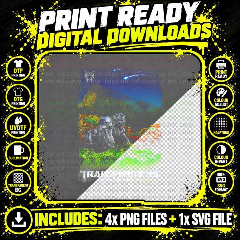 Transformers Rise of the Beast Sci-Fi Action Halftone Png SVG Digital Bundle