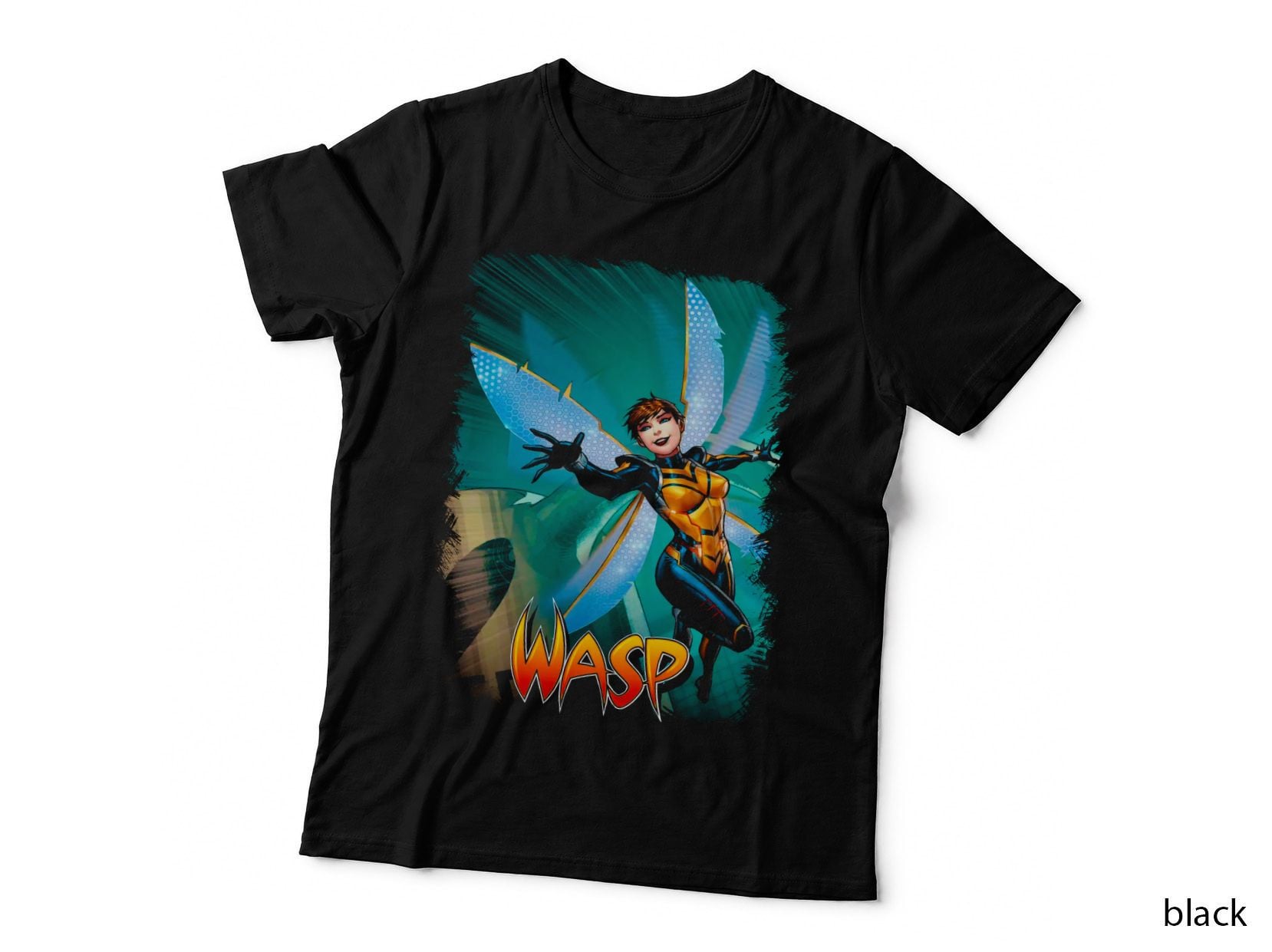 Wasp Female Blue Wings Orange Halftone T-Shirt