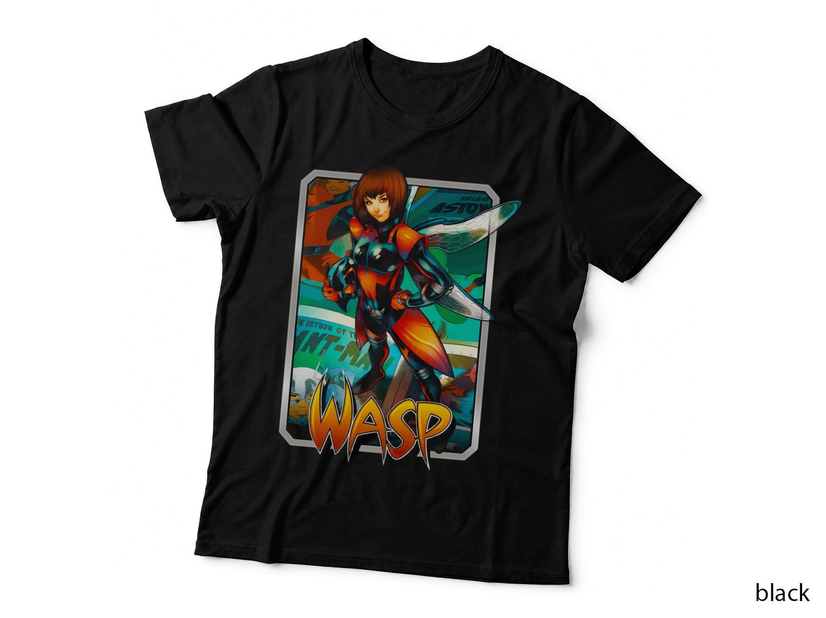 Wasp Halftone Red Orange Green Insect Wings Female Hero T-Shirt