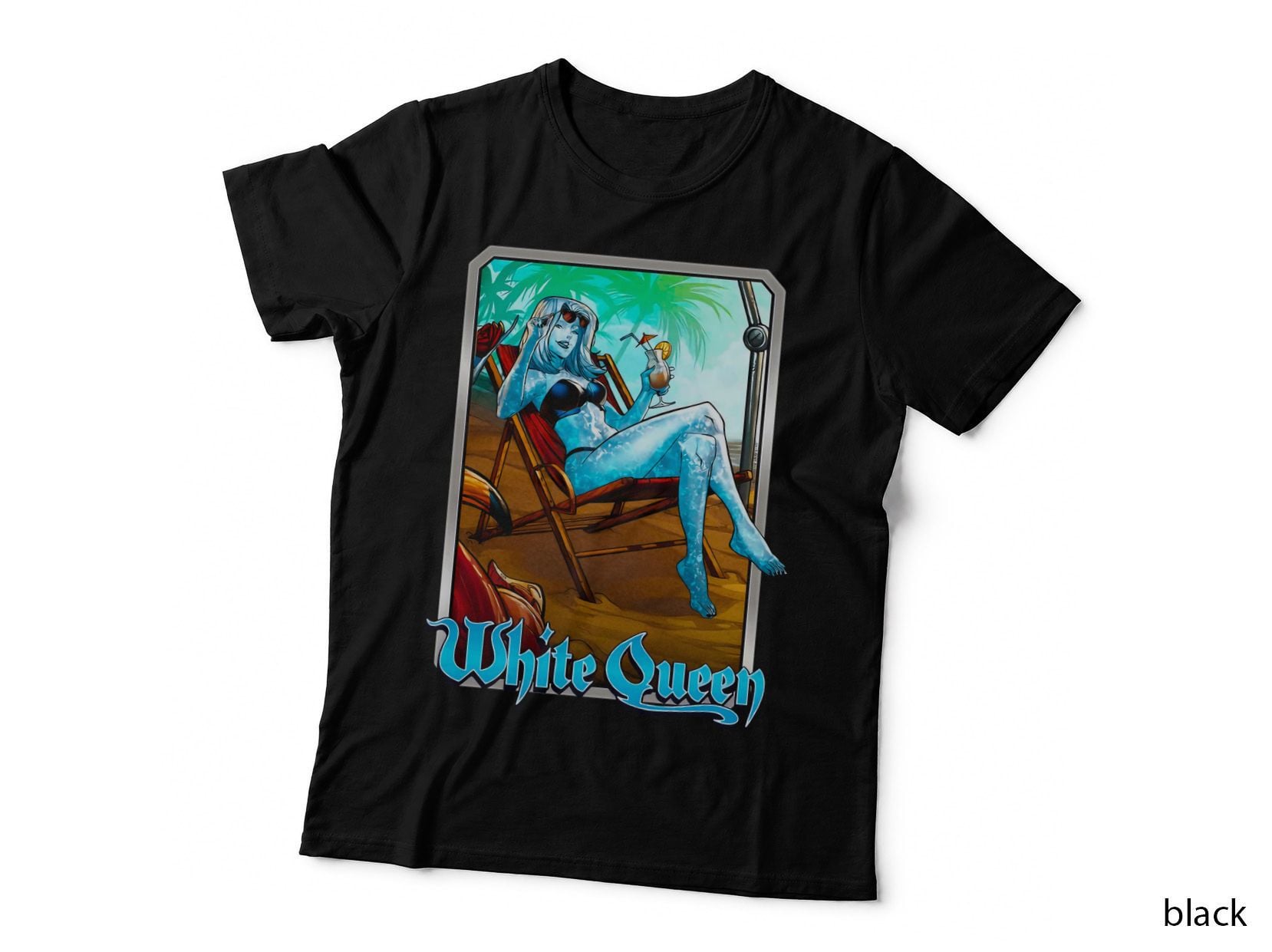 White Queen Halftone Cyan Blue Blonde Female Telepathy T-Shirt