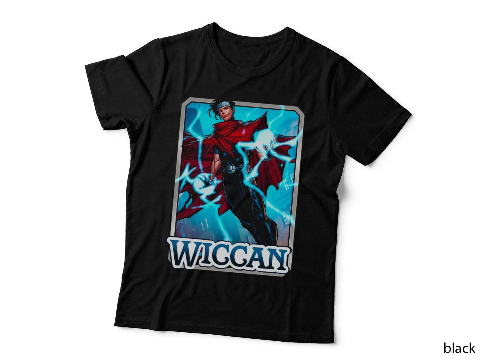 Wiccan Halftone Red Blue Cyan Magical Character Sorcerer T-Shirt