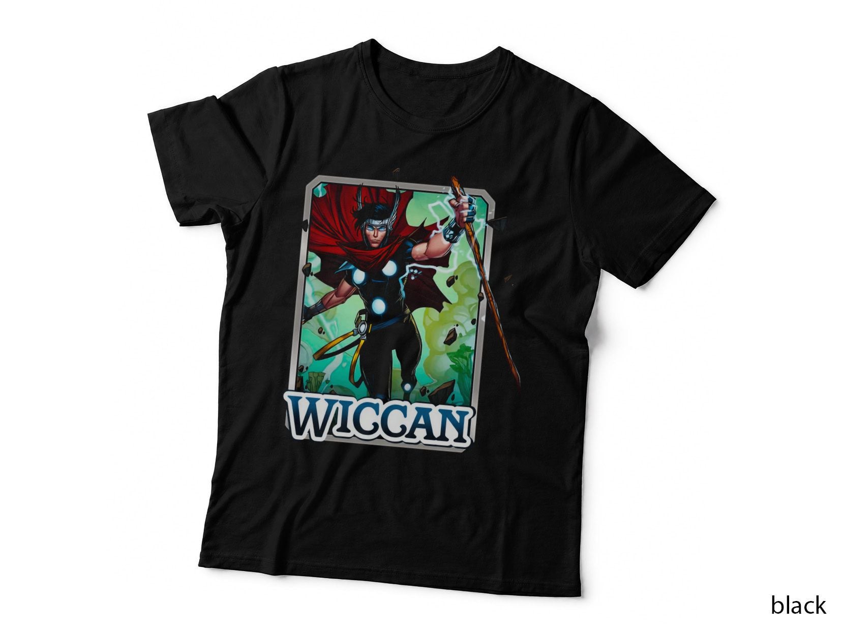 Wiccan Halftone Red Green Magic User Mystic T-Shirt
