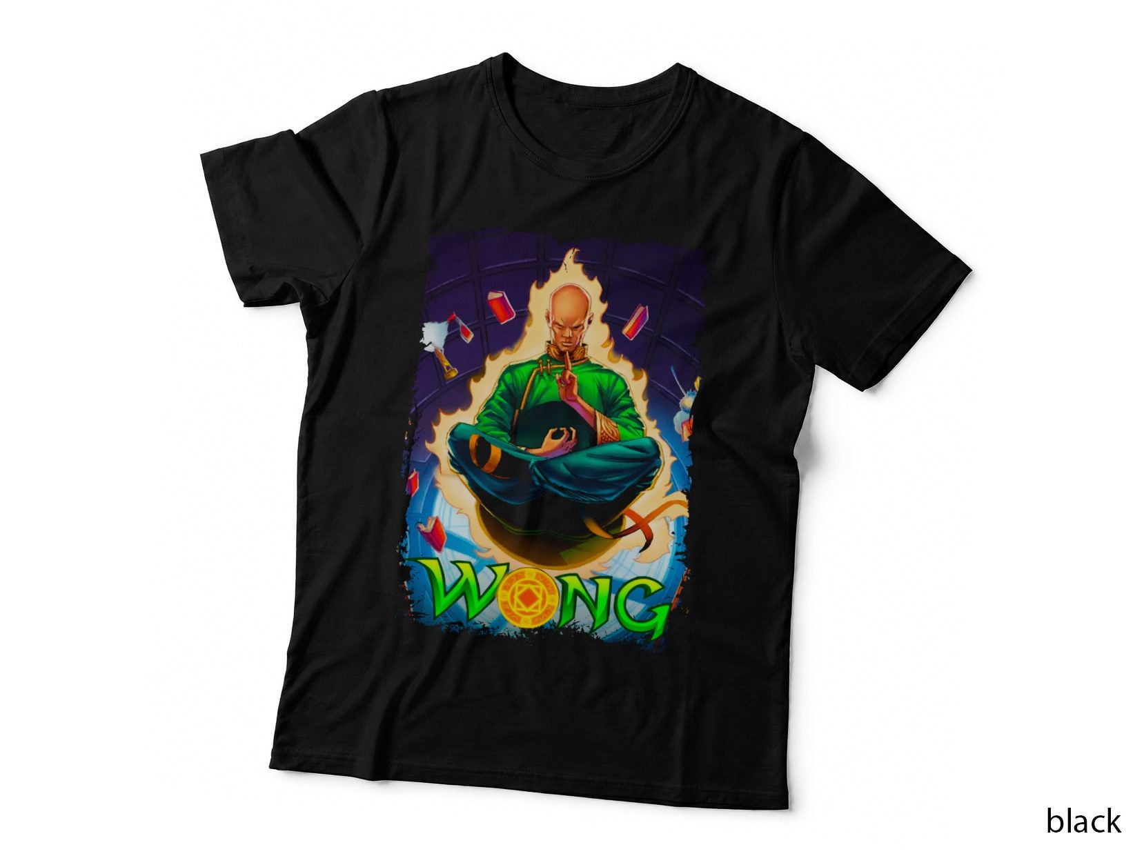 Wong Green Yellow Orange Halftone Mystic Fire T-Shirt