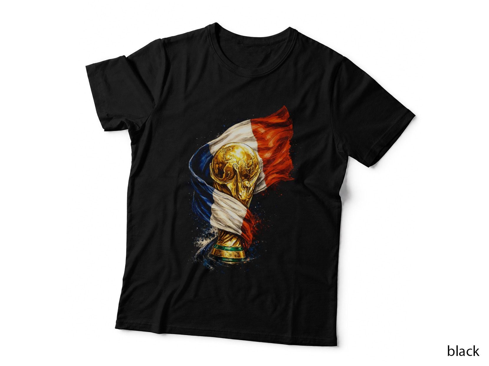 World Cup Trophy with France Flag Gold Wrapped Blue White Red Tricolour T-Shirt