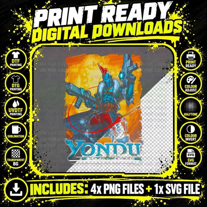 Yondu Cyan Blue Orange Halftone Warrior Arrow T-Shirt Png SVG Digital Bundle