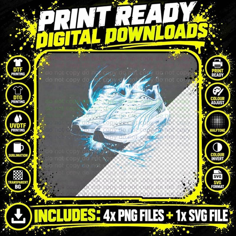Aerodynamic Running Shoe T-Shirt, Halftone Sneaker Art Png SVG Digital Bundle