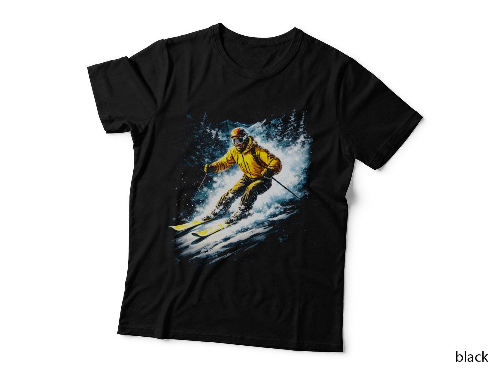 Alpine Skier T-Shirt, Halftone Old Money Luxury Graphic Tee