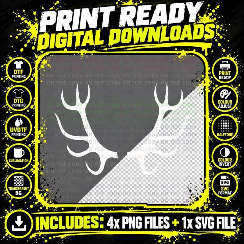 Antlers Silhouette Graphic T-Shirt, Trendy Graphic Tee Png SVG Digital Bundle