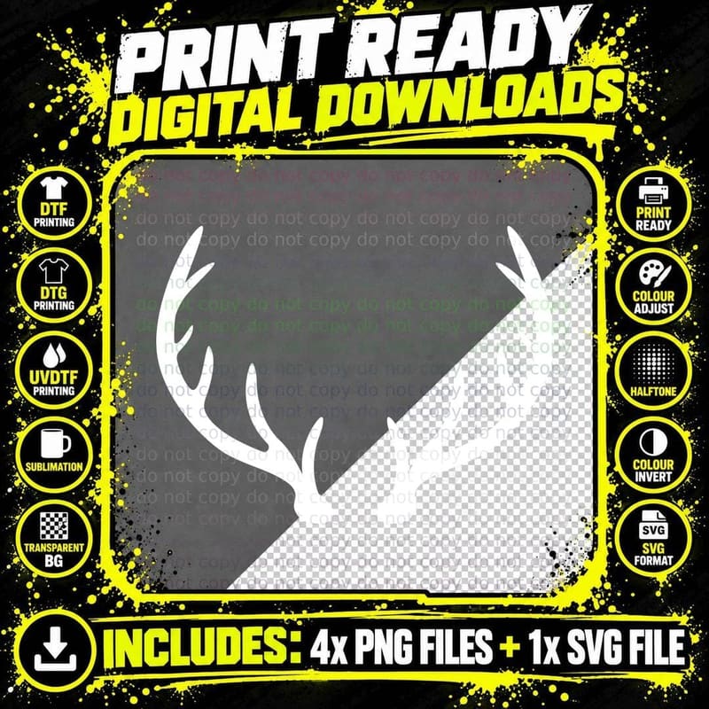 Antlers Silhouette T-Shirt, Trendy Graphic Tee Png SVG Digital Bundle