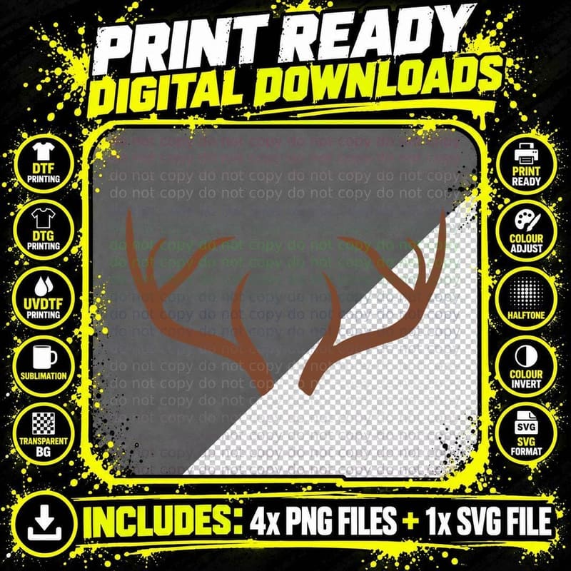 Antlers on Gray Background 02 T-Shirt Png SVG Digital Bundle