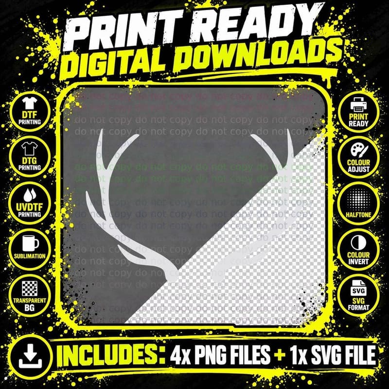Antlers on Gray Background Design T-Shirt Png SVG Digital Bundle