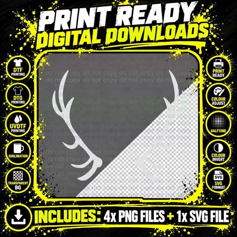 Antlers on Gray Background T-Shirt, Trendy Graphic Tee Png SVG Digital Bundle