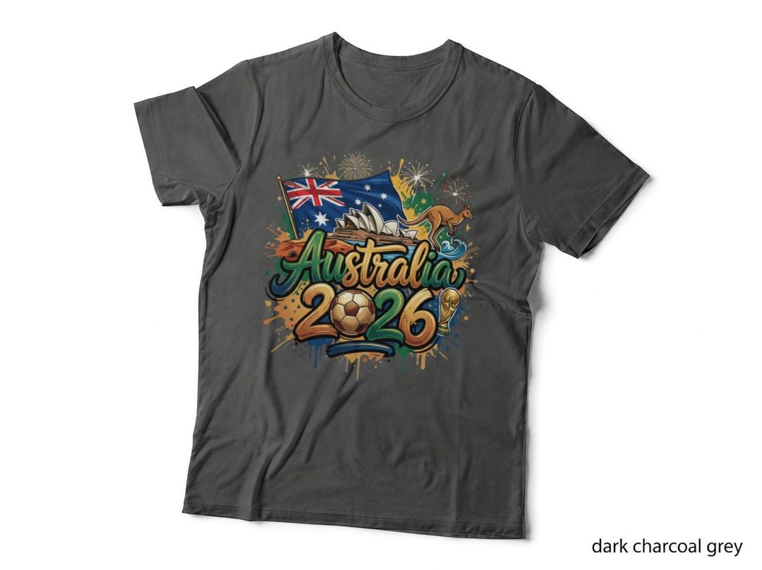 Australia 2026 Flag Sydney Opera House Kangaroo Trophy Green Gold T-Shirt
