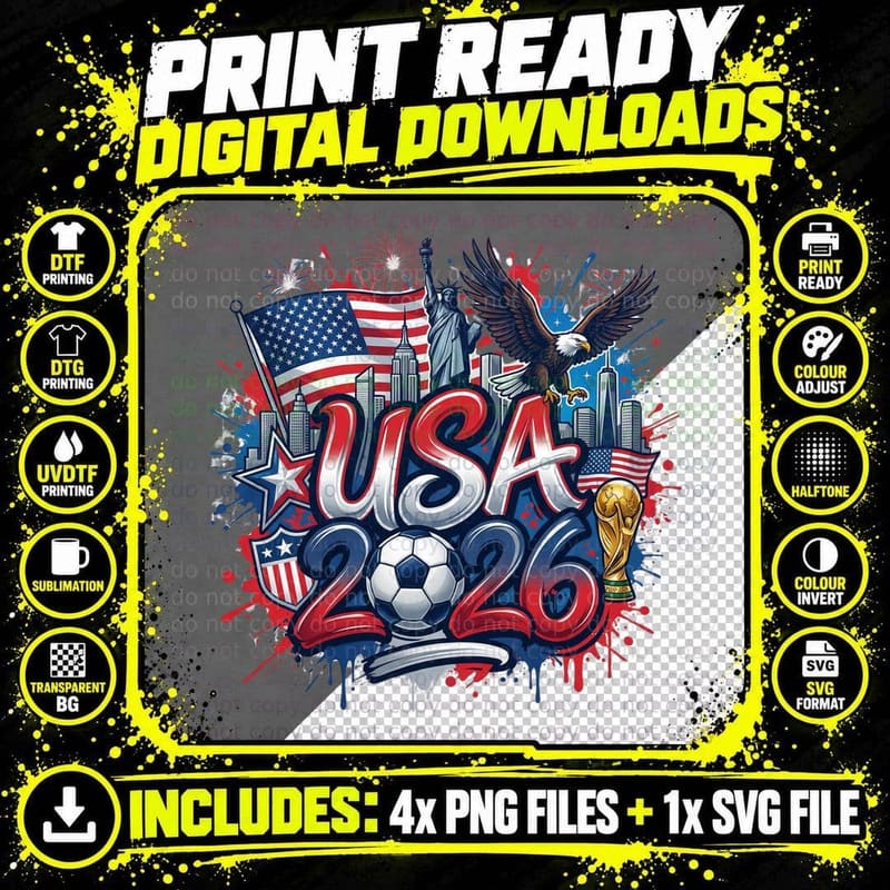 Bald Eagle Statue Liberty Skyline Stars Stripes T-Shirt Png SVG Digital Bundle