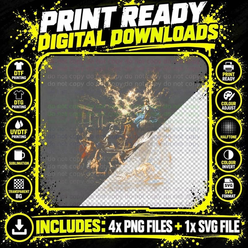 Baroque Angel Halftone T-Shirt, Renaissance Art Png SVG Digital Bundle