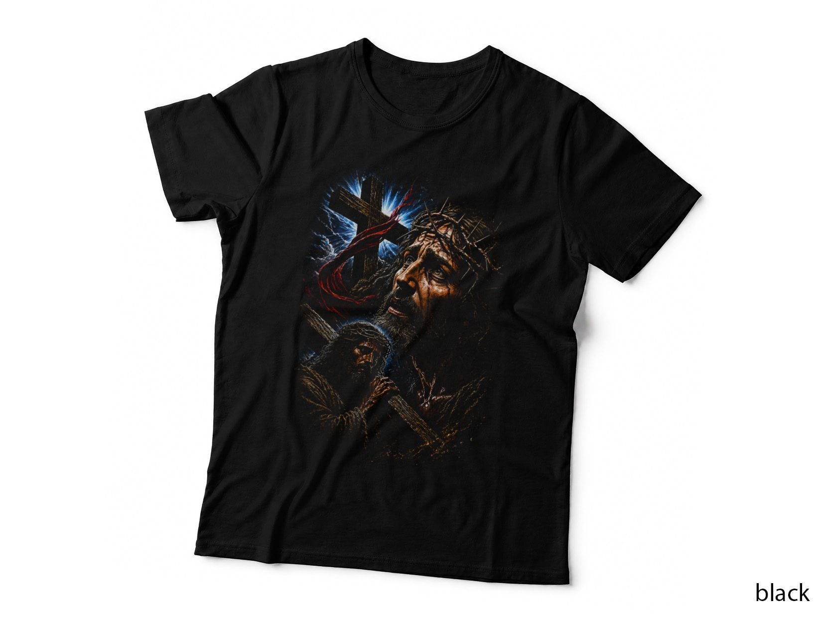 Biblical Martyr Halftone T-Shirt, Suffering Saint, Divine Judgment Tee