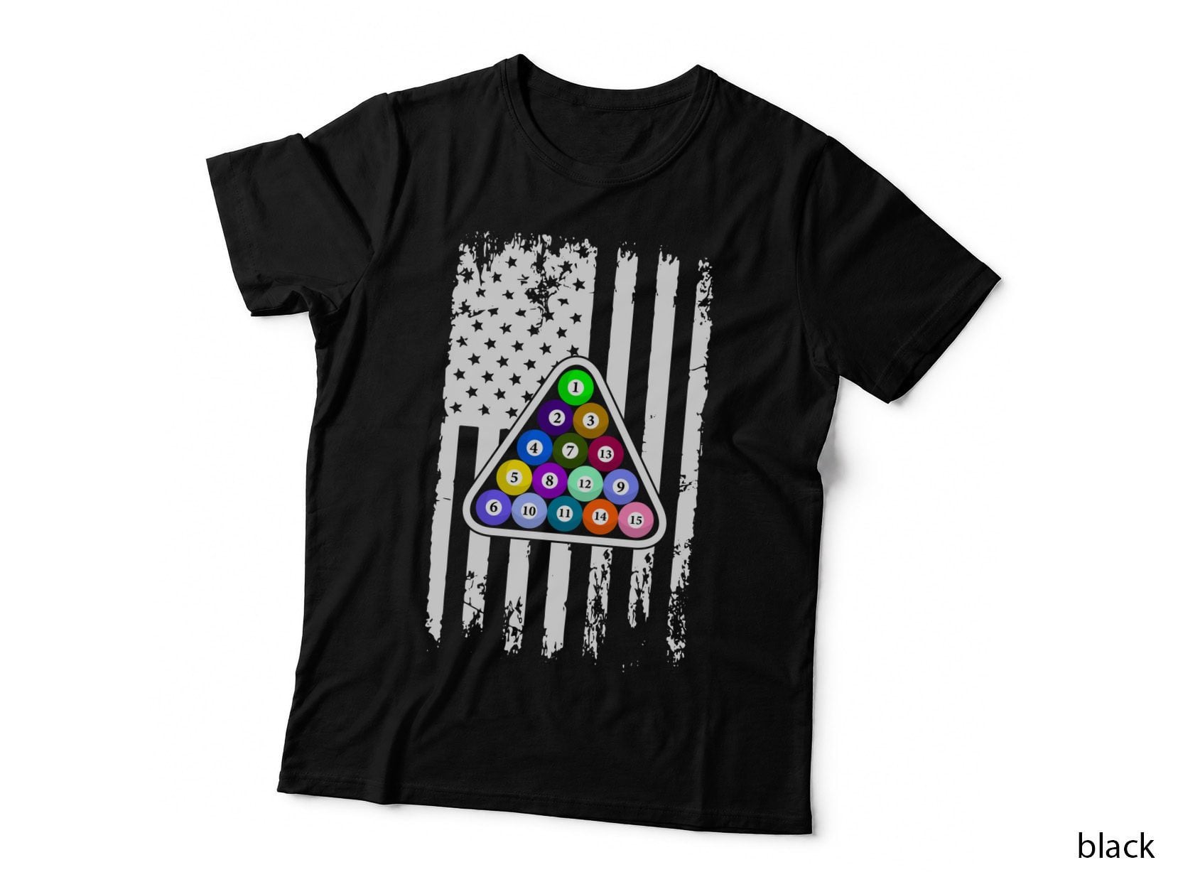 Billiard Balls in Triangle Billiards T-Shirt, Billiards Graphic Tee