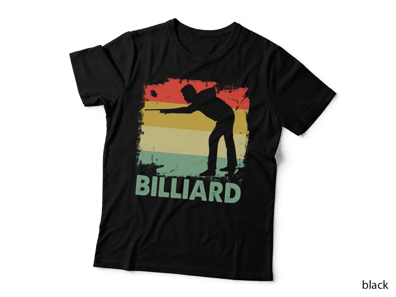 Billiard Billiards T-Shirt, Billiard Player Silhouette Graphic Tee