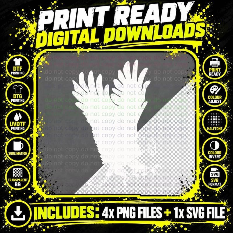 Black Eagle Silhouette T-Shirt, Trendy Graphic Tee Png SVG Digital Bundle