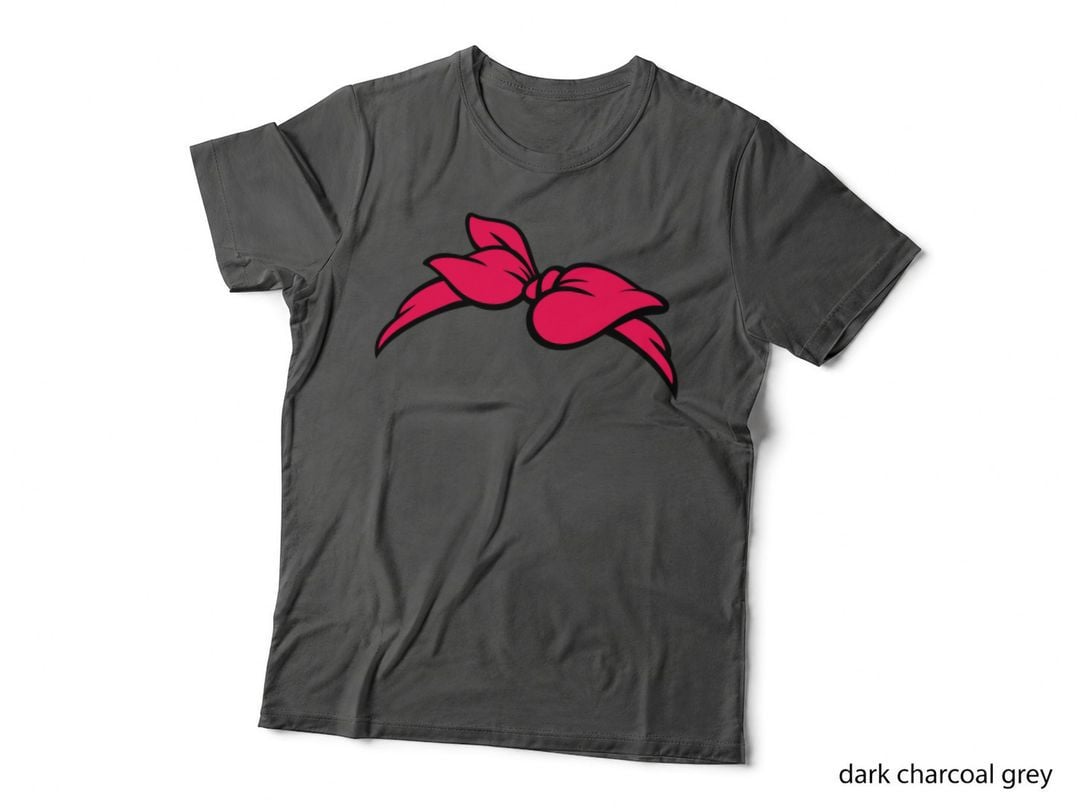 Bright Pink Bow on Gray Background T-Shirt, Trendy Graphic Tee