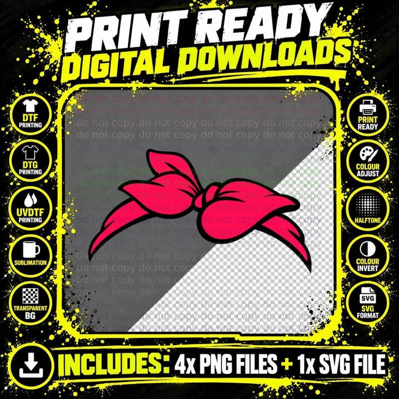 Bright Pink Bow on Gray Background T-Shirt Png SVG Digital Bundle