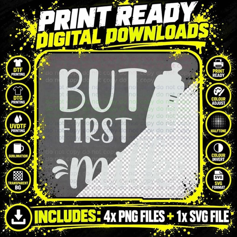 But First Milk T-Shirt, Baby Bottle Milk Feeding Graphic Png SVG Digital Bundle