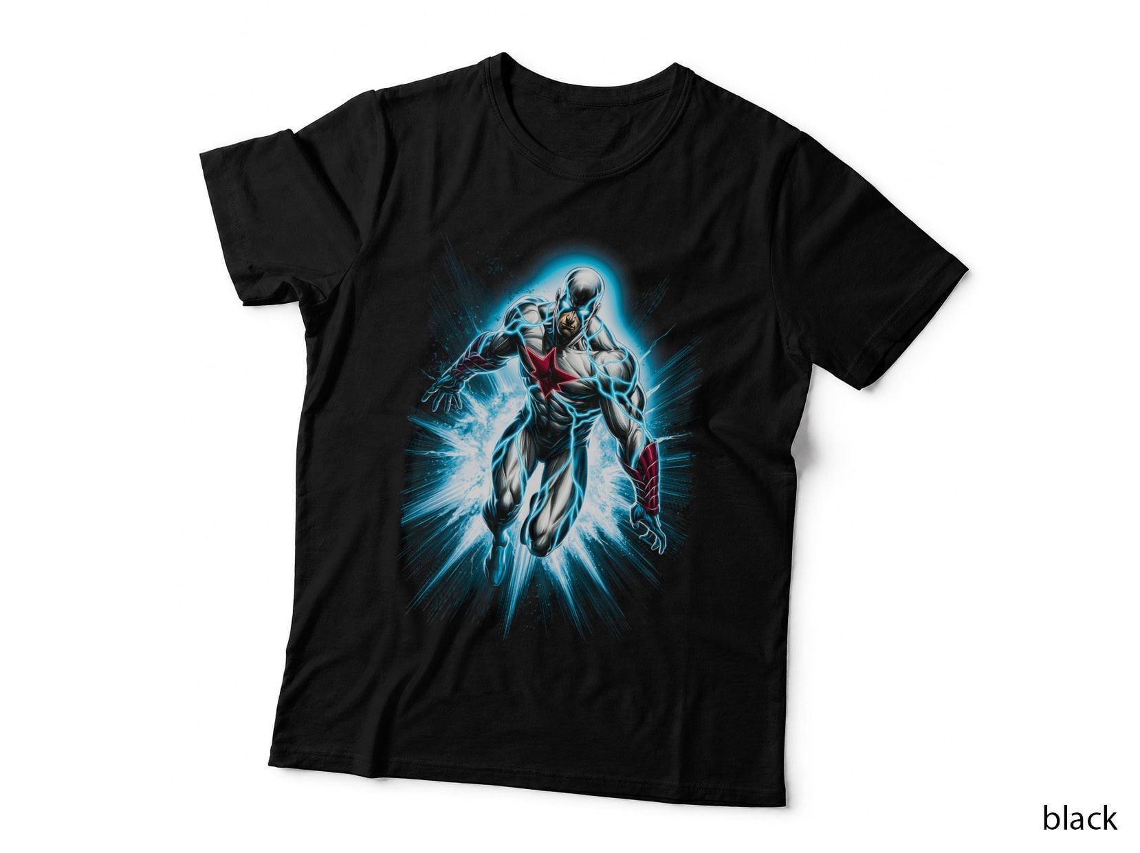 Captain Atom T-Shirt, Halftone Atomic Energy Hero Graphic Tee, Comic Book Shirt