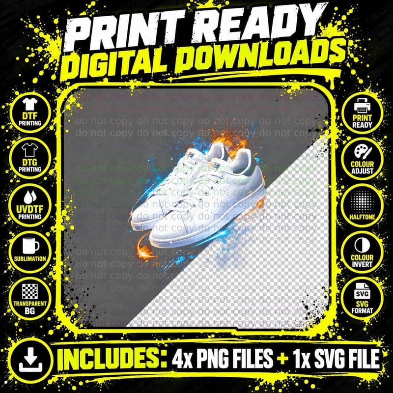 Clean Minimalist Court Sneaker T-Shirt Png SVG Digital Bundle