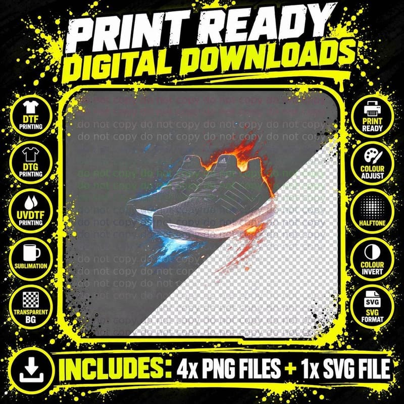 Color Accent High Top Sneaker T-Shirt Png SVG Digital Bundle