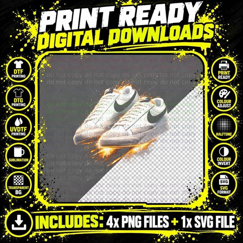 Colorblock High Top Shoe T-Shirt, Halftone Sneaker Art Png SVG Digital Bundle